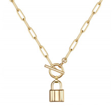 UNIQ 14K Gold Plated Silver Plated Copper Lock Pendant Necklace